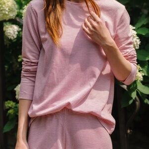 Lake Pima Crew Long-Short Set in Red & White Stripe